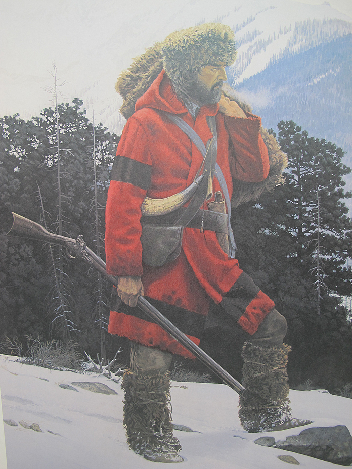 Vintage David Wright SIGNED Mountain Man COLORADO CROSSING Lithograph