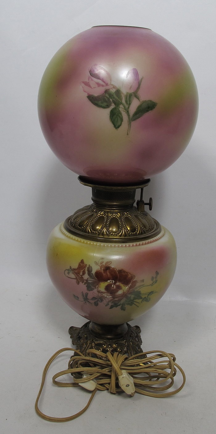 Victorian Era GWTW Gone With The Wind Parlor Oil Lamp Electrified