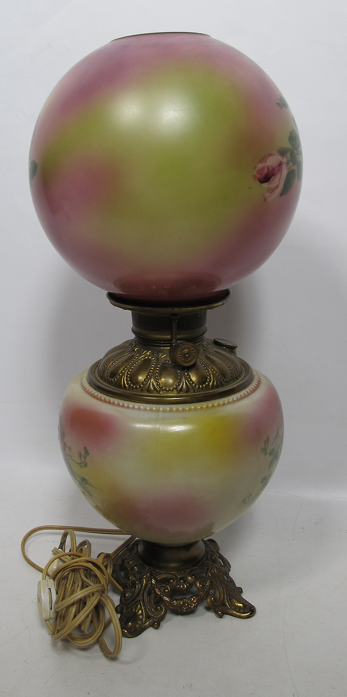 Victorian Era GWTW Gone With The Wind Parlor Oil Lamp Electrified